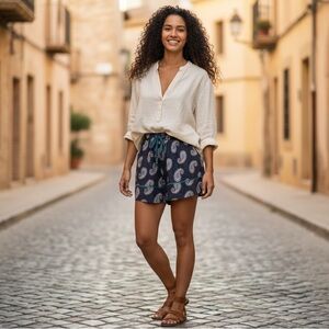 HANNAH ARTWEAR Silk Palmer Shorts Neptune 1/S